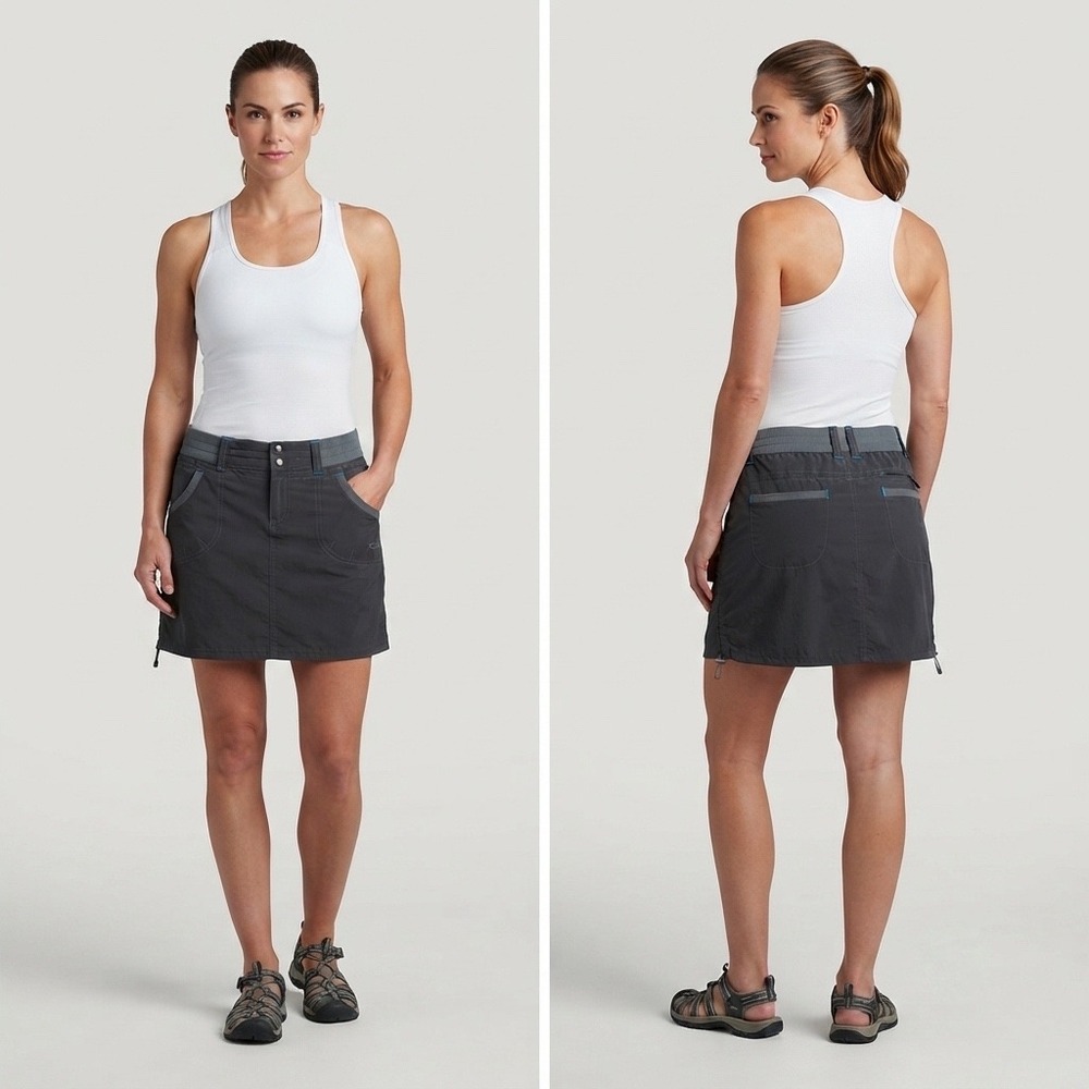 Kuhl Mova Skort Womens Charcoal Gray Active Hiking Skirt Built In Shorts Size 10
